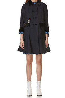 Velvet Detail Flare Coat