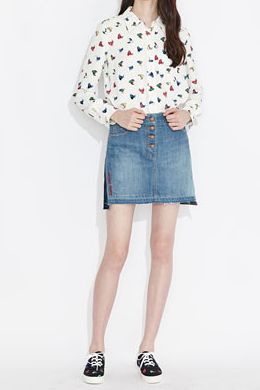 Denim Colorblock Mini Skirt