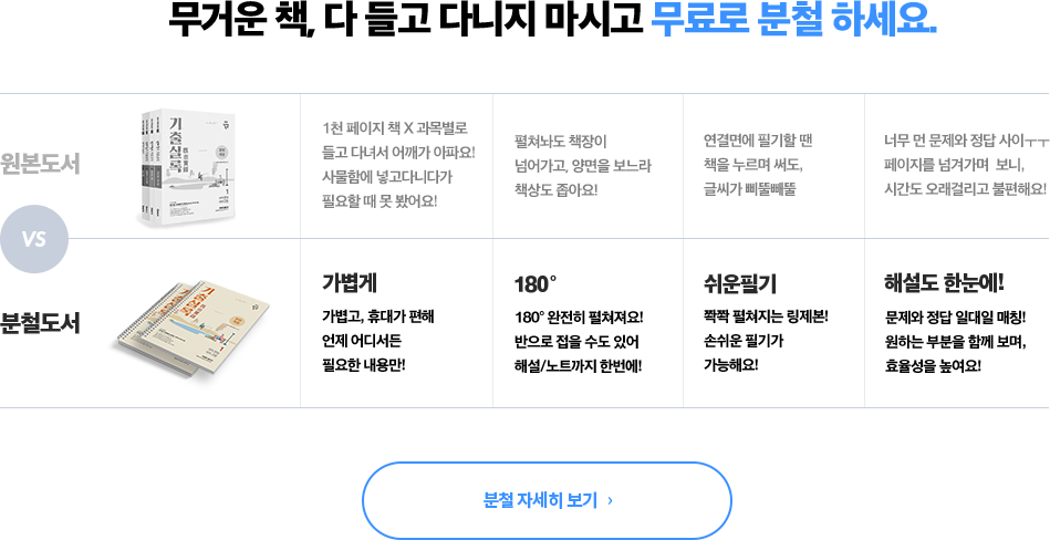 무거운 책, 다 들고 다니지 마시고 무료로 분철하세요