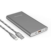 Portable Charger 10000mAh Cell Phone Power Bank Portable Battery Pack External Backup BENANNA Dual Input Compatible with iPhone X XS Max XR 8 7 6 Plus Se Android Galaxy Note iPad LG - Gray