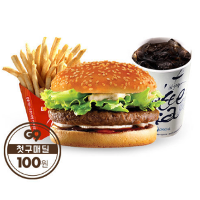 롯데리아 데리버거 첫구매딜 100원