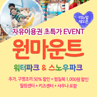 일산 원마운트 워터파크&스노우파크,사우나, 힐링센터, 키즈센터 1인 체험권