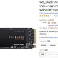 끌올 1TB WD BLACK SN750 NVMe M.2 2280 SSD