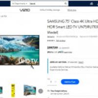 SAMSUNG 75" Class 4K Ultra HD (2160P) HDR Smart LED TV UN75RU7100 (2019 Model) (미국...