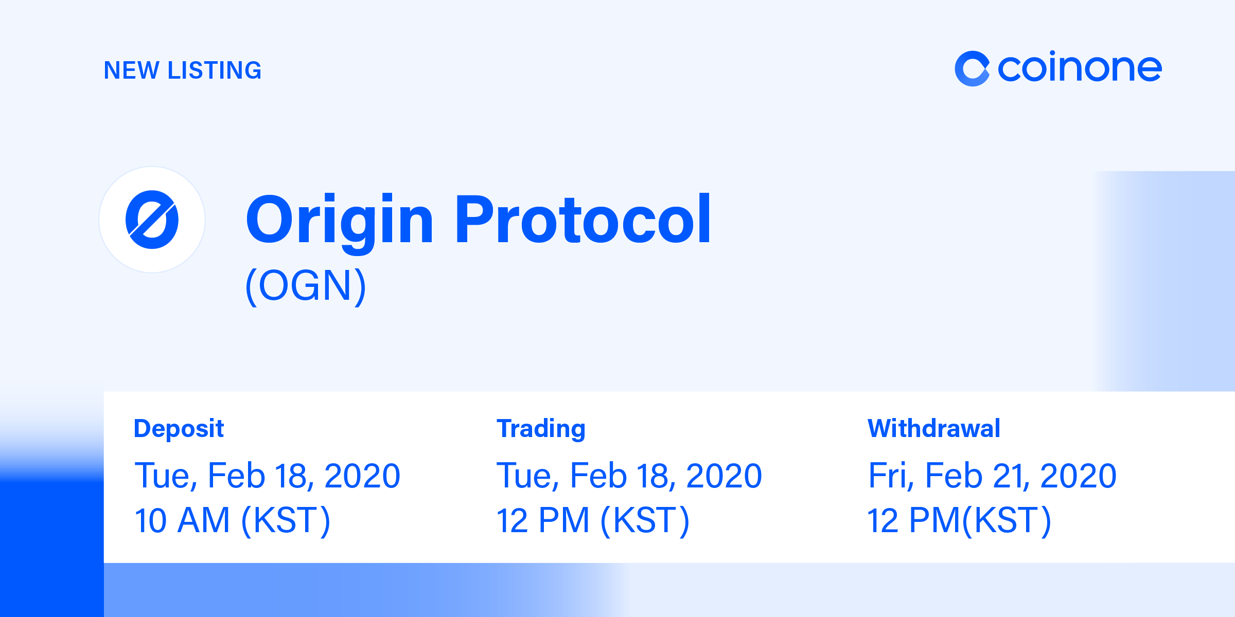오리진 프로토콜(OGN) 원화마켓 상장 안내/ Origin Protocol(OGN) Listing in KRW market
