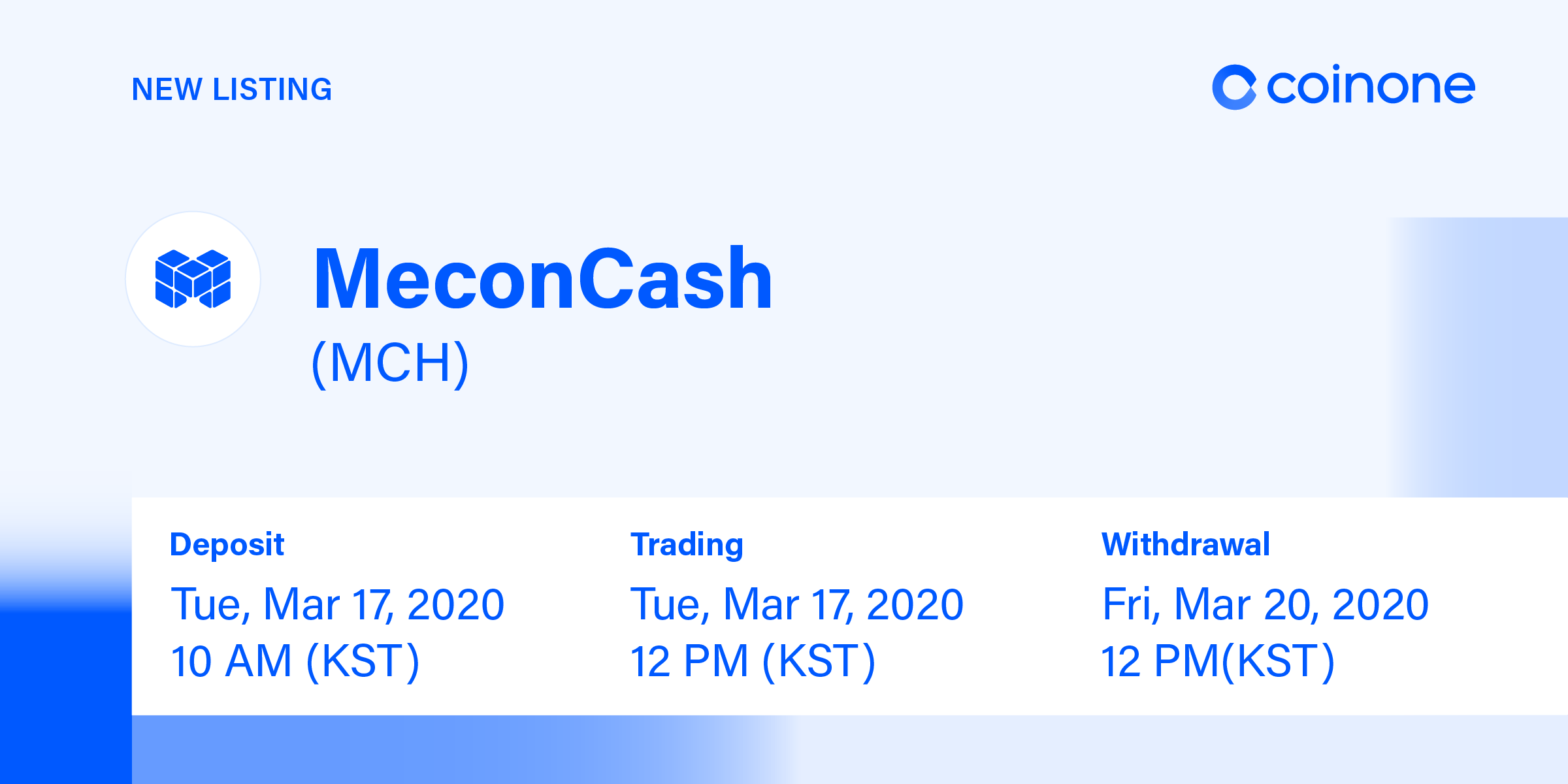 미콘캐시(MCH) 원화마켓 상장 안내/ MeconCash(MCH) Listing in KRW market
