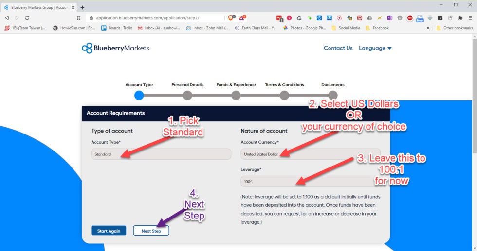 Blueberry markets demo account