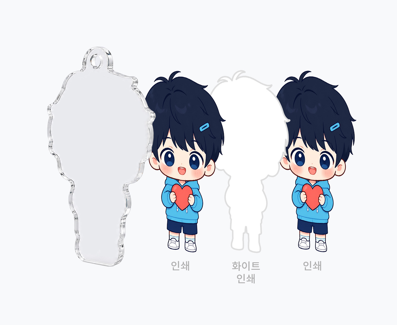 컬러 인쇄와 화이트 인쇄가 겹쳐진 층 구조