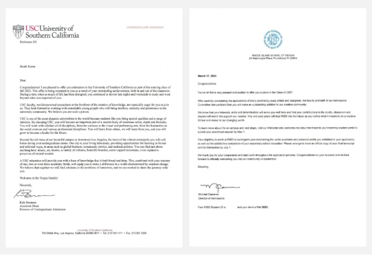 USC, RIT 합격 포트폴리오