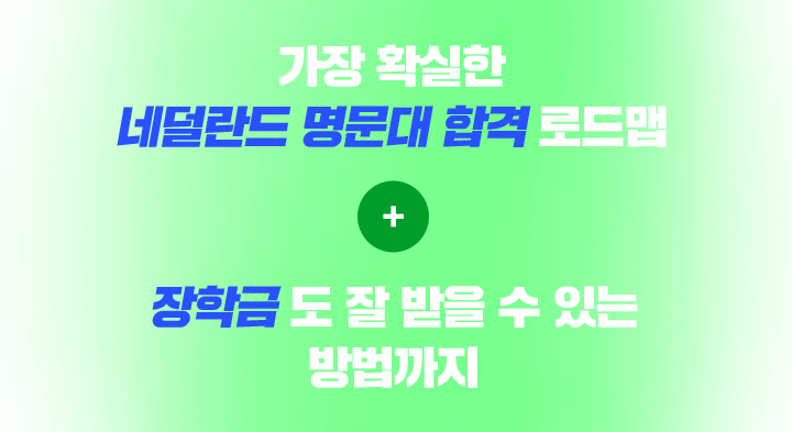 가장 확실한 네덜란드 명문대 합격 로드맵 + 장학금까지