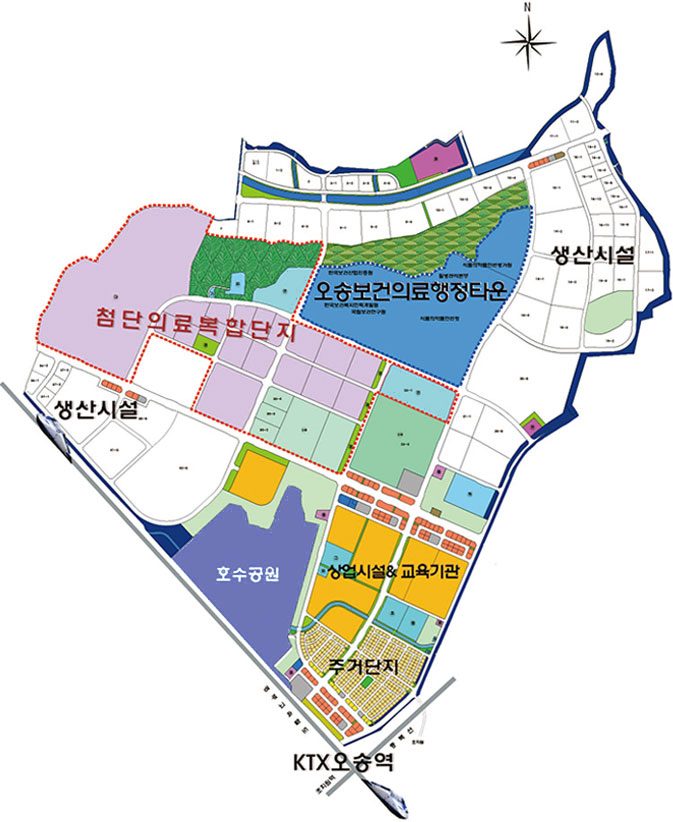 오송생명과학단지·첨단의료복합단지 배치도