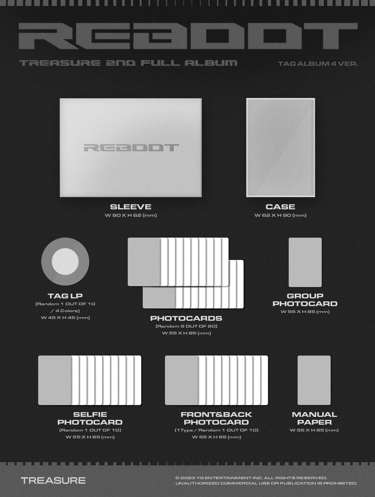 TREASURE 2nd Full Album REBOOT YG TAG ALBUM Random Ver