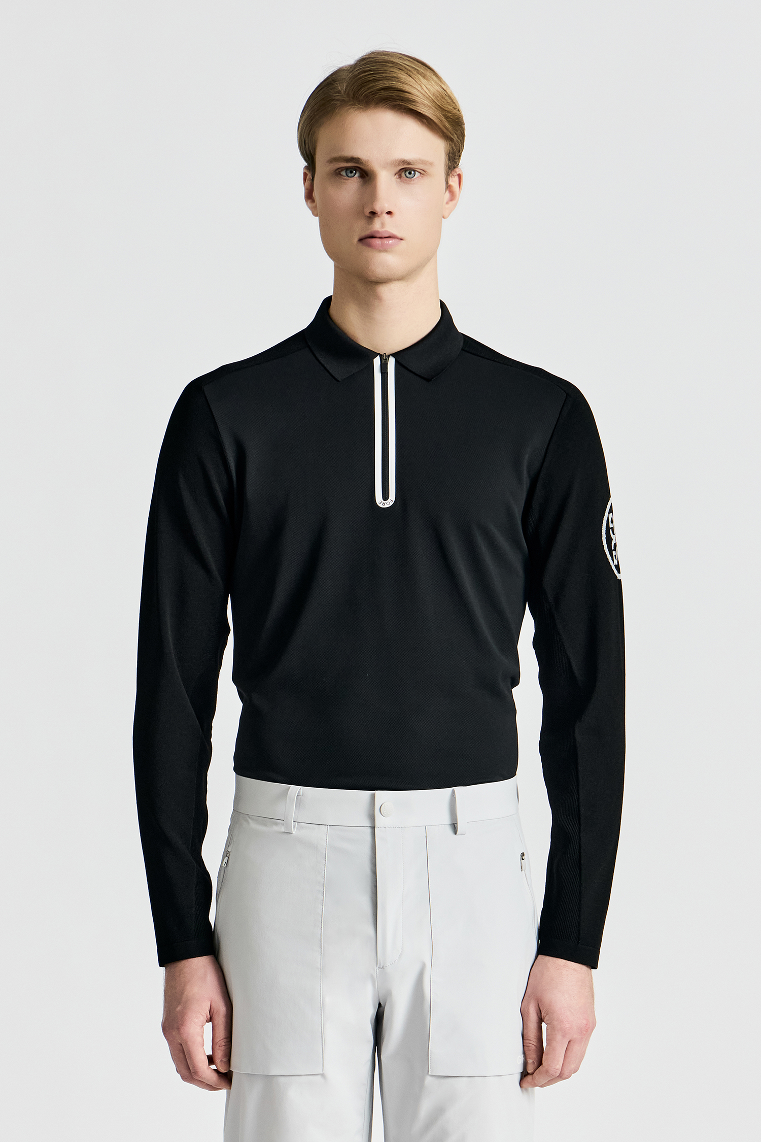 KNIT HYBRID HALF-ZIP POLO(MEN)_G/FORE