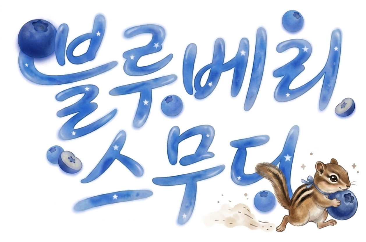 다람쥐 [ 블루베리 스무디 ]에 타고파 - 꿀콩 | 산돌구름 글자놀이 이벤트