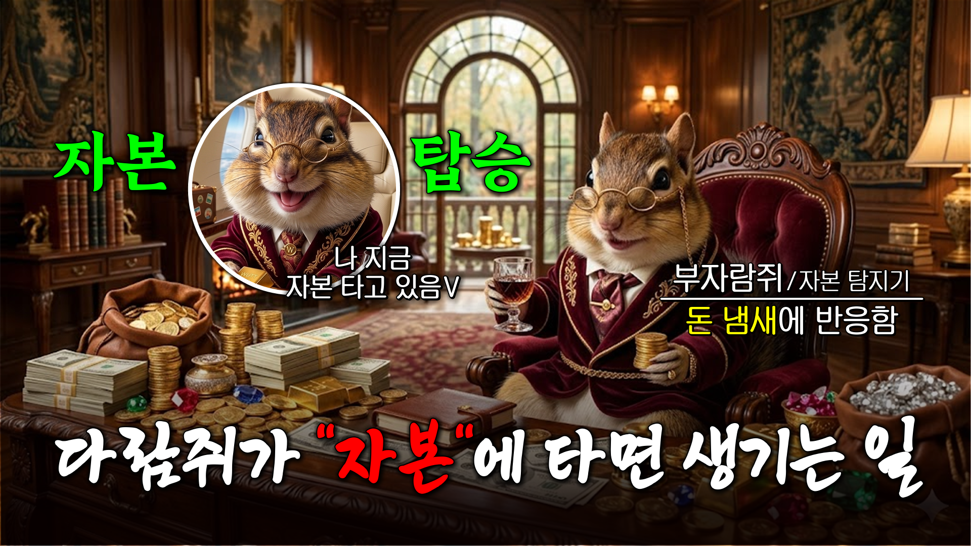 다람쥐 [ 자본 ]에 타고파 - 부자람쥐 | 산돌구름 글자놀이 이벤트