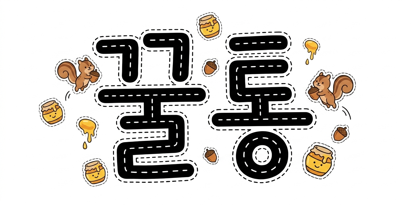 다람쥐 [ 꿀통 ]에 타고파 - 수수팥떡 | 산돌구름 글자놀이 이벤트