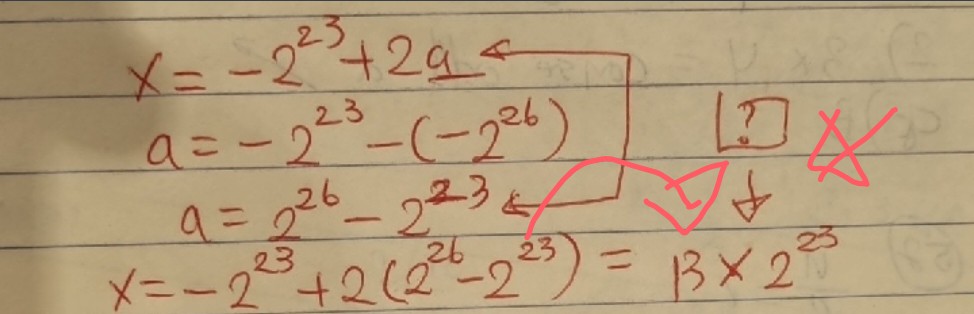 X=-2²³,