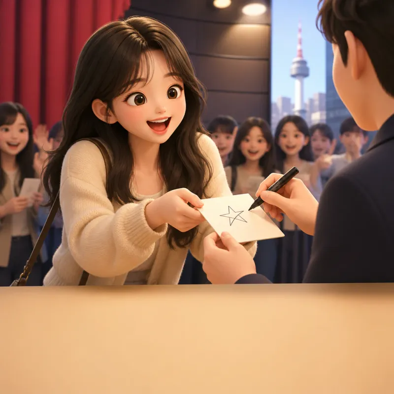 팬 사인 해주는 모습 ✍️