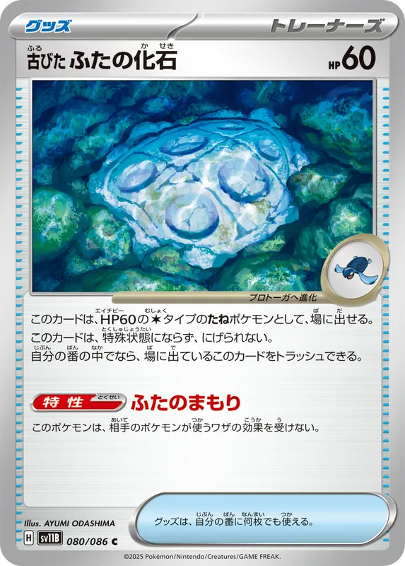 古びたふたの化石
