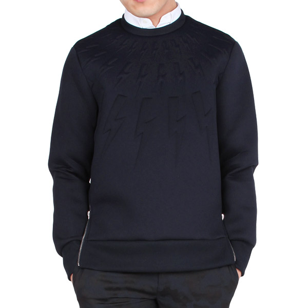 NEIL BARRETT｜ (Slim Dropped Shoulder Fairisle (MY70167A Neil Barrett Dropped Shoulder Fairisle Thunderbolt Cotton