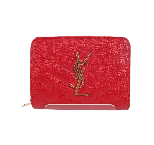 Saint Laurent Monogram Gold-Tone Red Wallet 403723 19429531