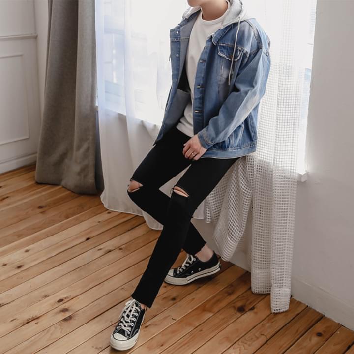 후드 청자켓 코디