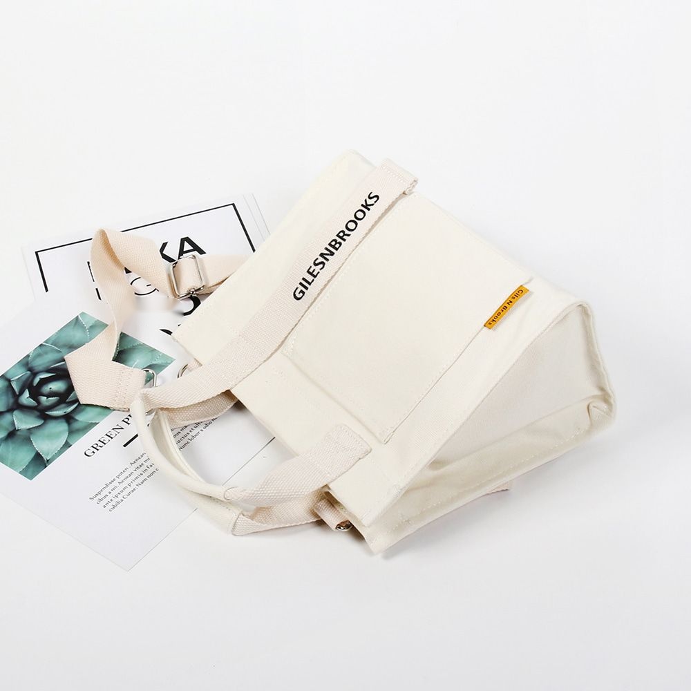 레터링 스트랩 포인트 캔버스 에코 크로스백