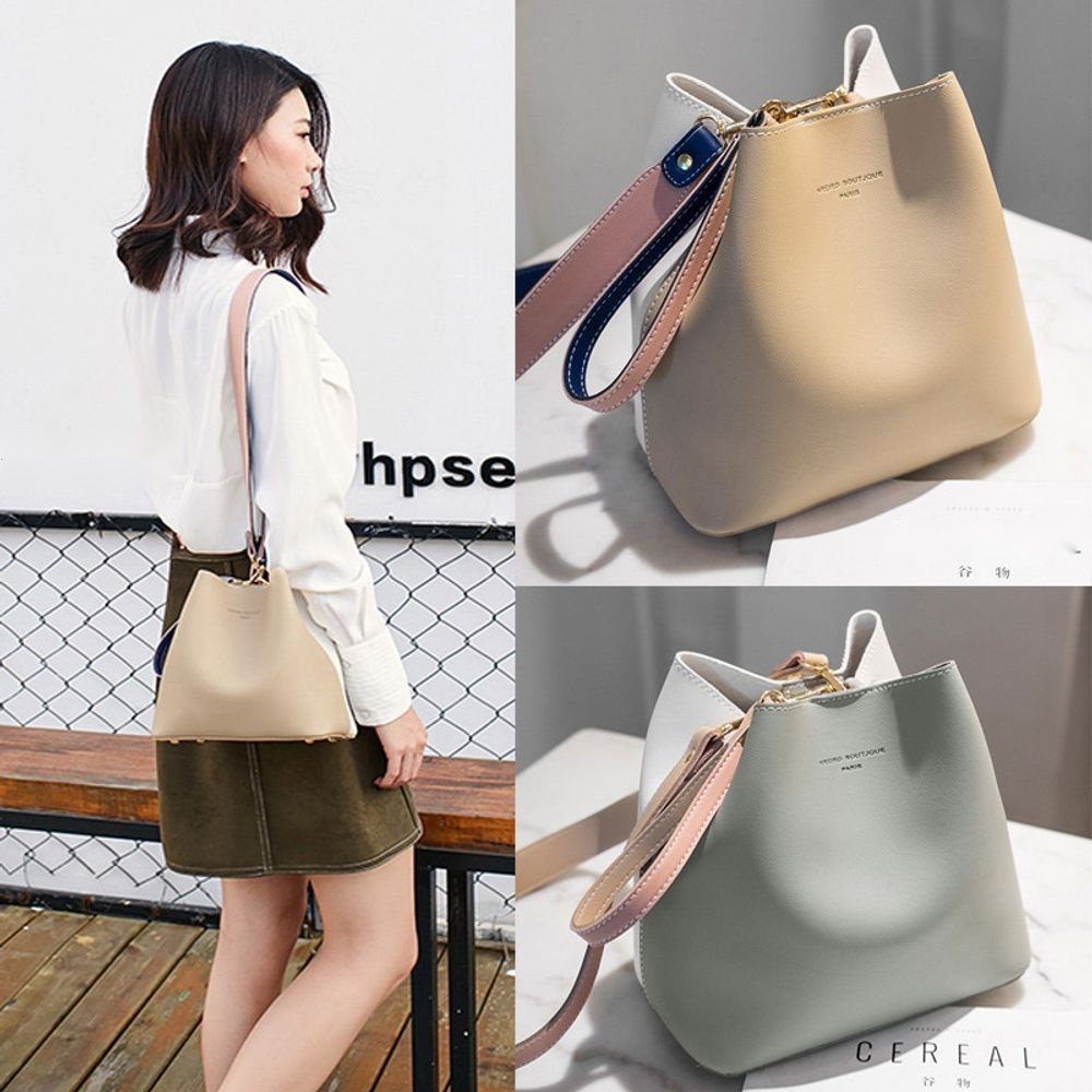 모던 배색 버킷백 ELG-033