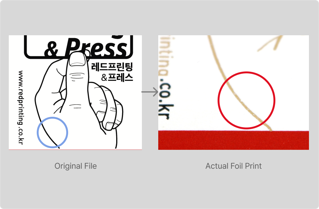 넓은 면, 좁은 간격, 작은 글씨, 가는 선 유의사항 안내