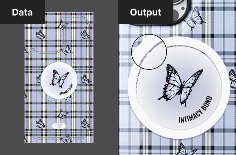 인쇄 안내 - 맥세이프 링 안쪽 인쇄 밀림