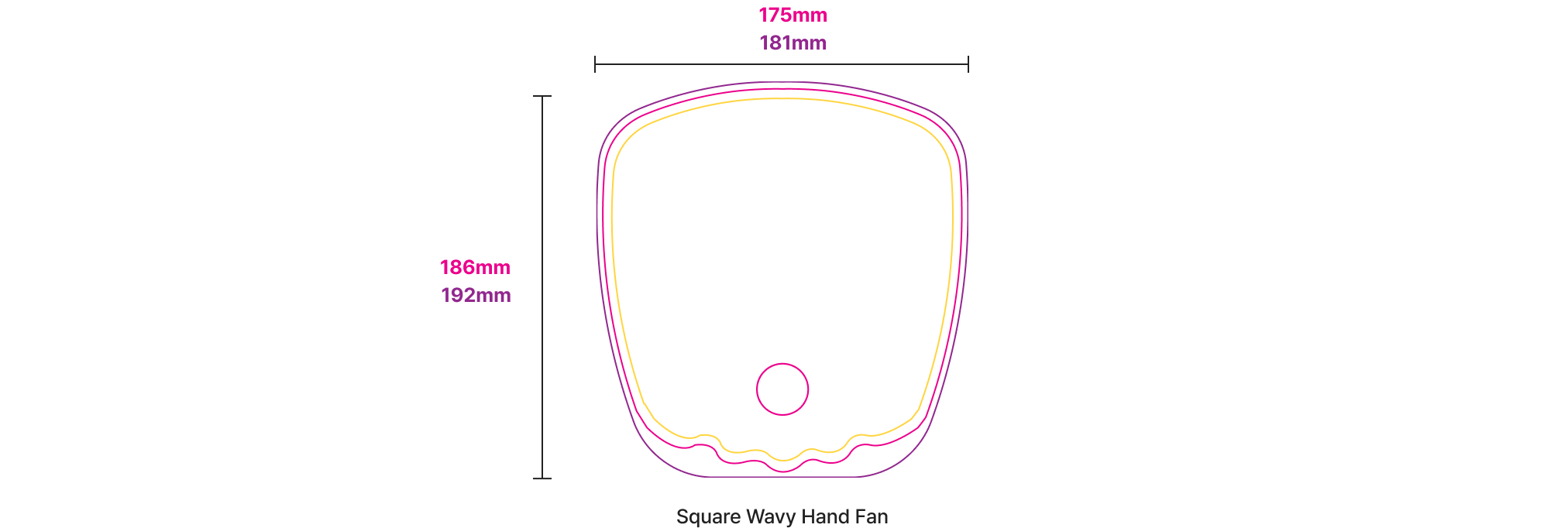 Square Wavy Hand Fan size