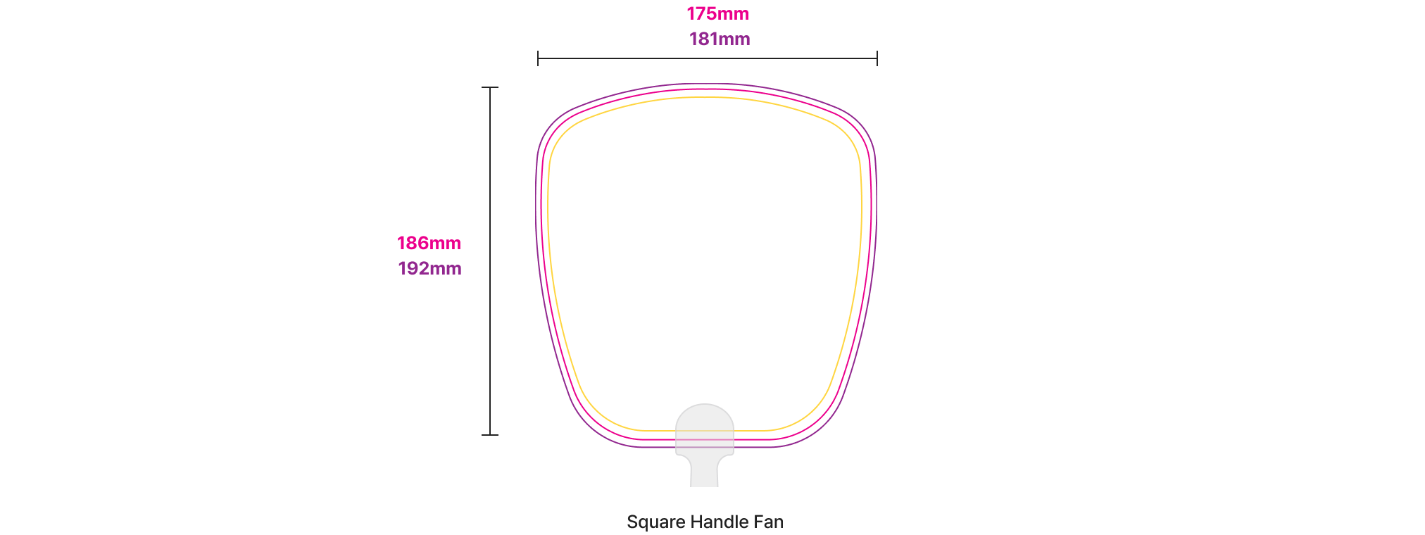 Square Handle Hand Fan size