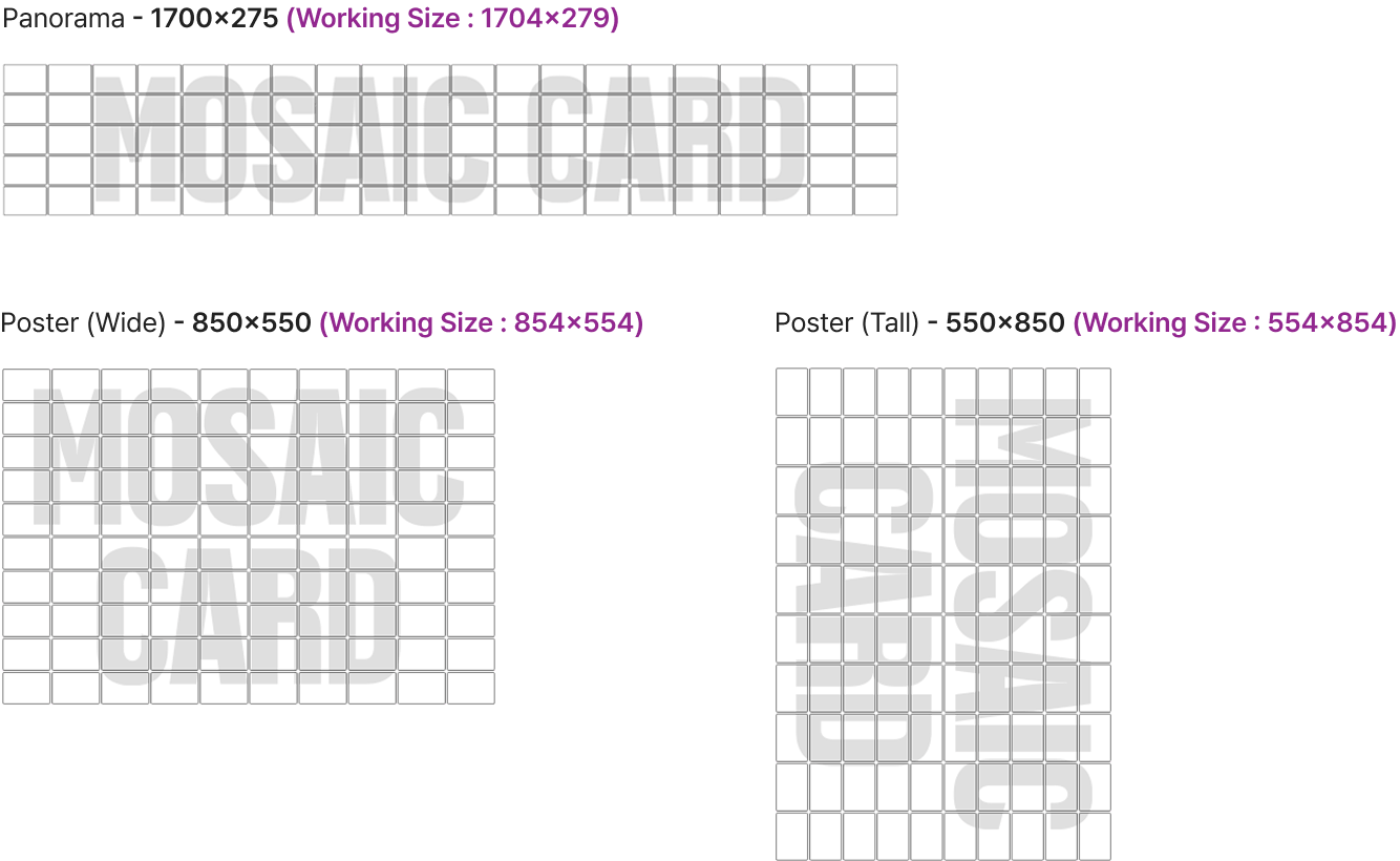 Mosaic Card layout 55×85
