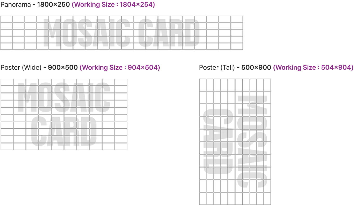 Mosaic Card layout 90×50