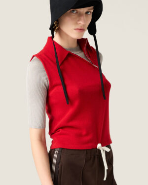 [미우미우] 슬리브리스 캐시미어 폴로 셔츠 MML00D