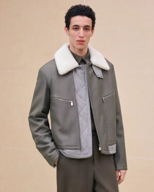 [에르메스] 시어링 칼라가 달린 레더 재킷