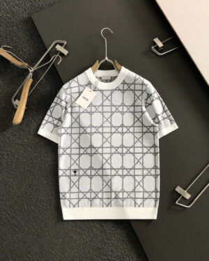 [디올] 오블리크 체크 니트 반팔티