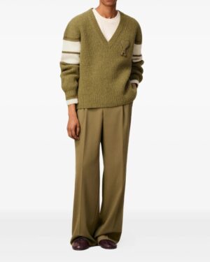 [아미] 그린 울 칼리지 스웨터