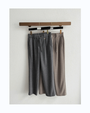 [로로피아나] 울 블렌디드 엠브로이드 밴딩 팬츠 (2 COLOR)