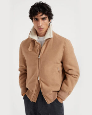 [브루넬로 쿠치넬리] 폭스 시어링 트리밍 캐시미어 보머 재킷 (2 COLORS)