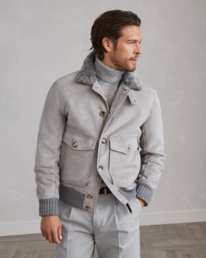 [브루넬로 쿠치넬리] 스웨이드 시어링 아우터웨어 재킷