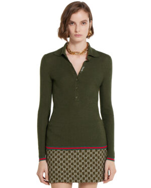 [구찌] 자수 캐시미어 실크 탑