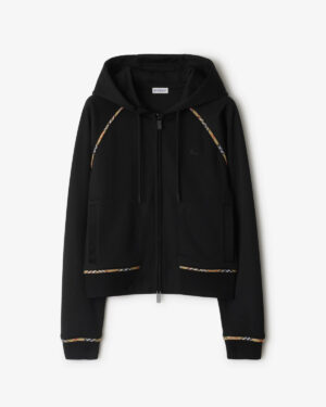 [버버리] 체크 트리밍 코튼 블렌드 지퍼 후디 (2 COLORS)