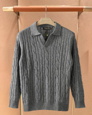 [로로피아나] 버진 울 버튼리스 케이블 폴로 셔츠 (3 COLORS)