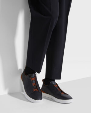 [제냐] 트리플 스티치 가죽 스니커즈