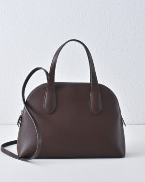 [더 로우] 미디엄 인그리드 가죽 백 / 딥 브라운