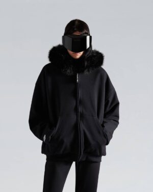 [발렌시아가] 여성 플러피 집업 후디 / 워시드 블랙
