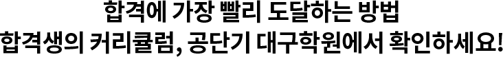 합격에 가장 빨리 도달하는 방법 합격생의 커리큘럼, 이미 검증된 프로그램