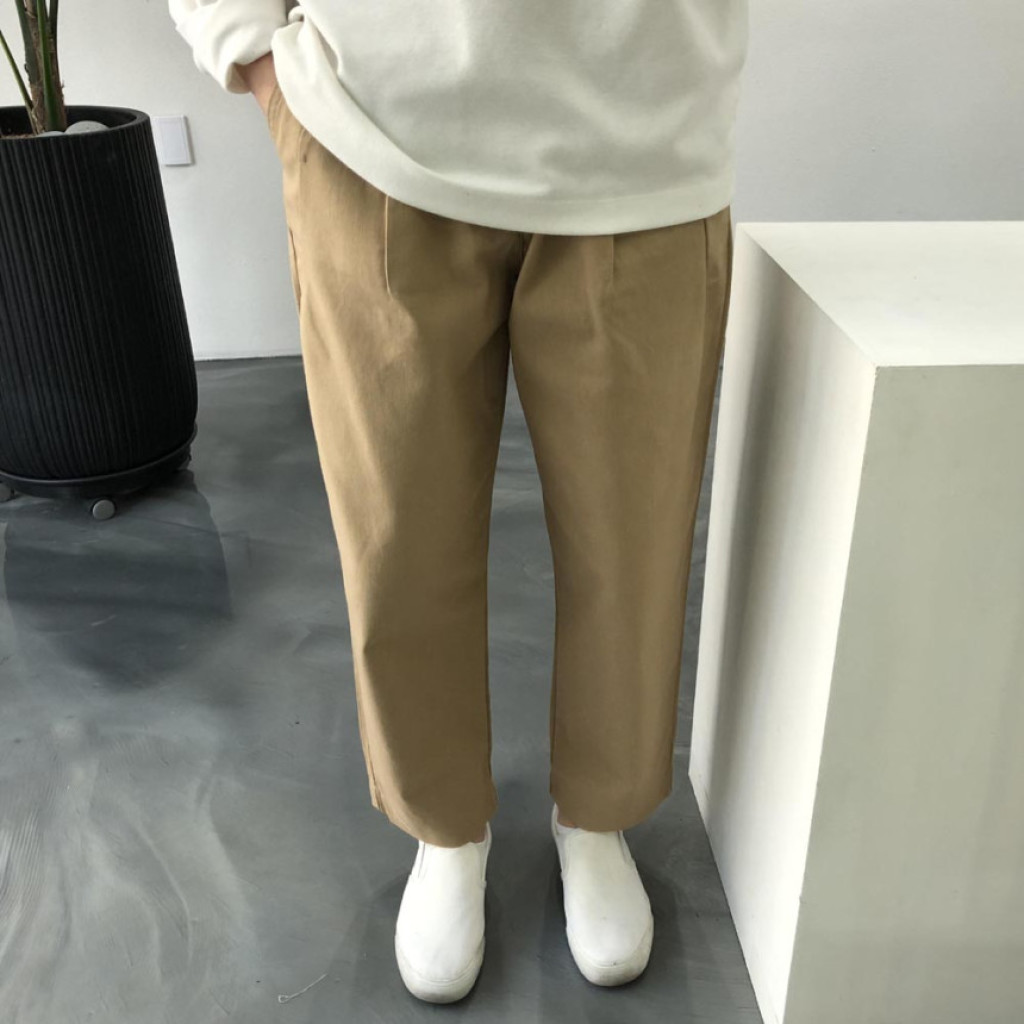 S/S 핀턱 무지 남자 와이드 면바지 팬츠