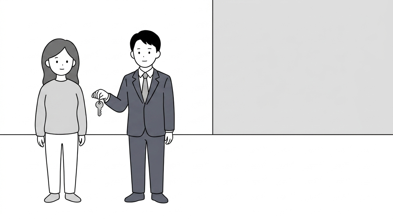 The asker and the agent stand side by side looking ahead, th